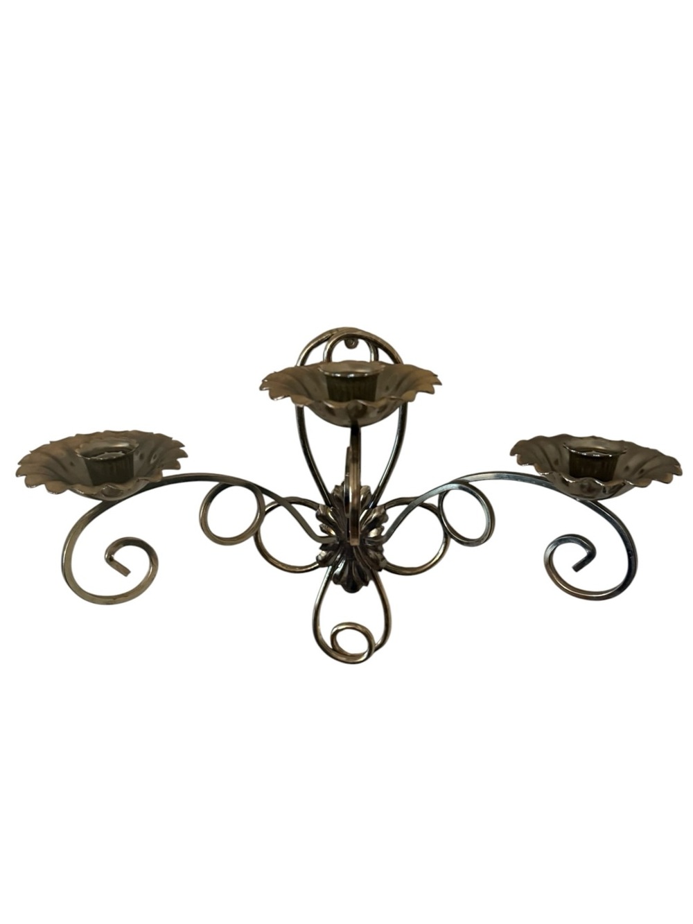 Vintage Ornate Brass 3 Candle Wall Sconce Hollywood Regency